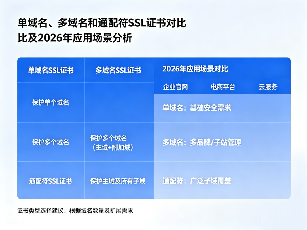 什么是单域名、多域名和通配符SSL证书？2026年证书应用场景对比.jpg